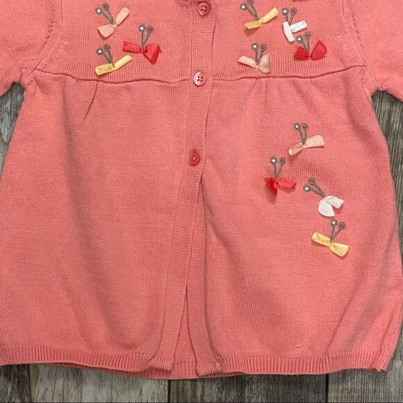 NWT Smile Brand Coral Baby Girl Button Up Sweater With Embroidery 12 months - Picture 3 of 10